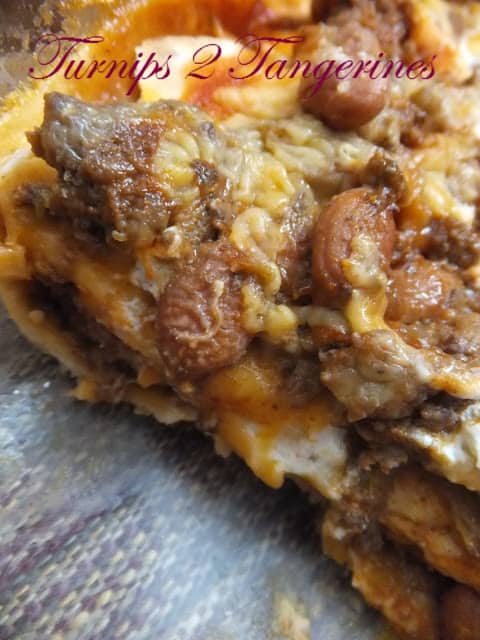 Bean and Beef Enchilada Bake bean beef